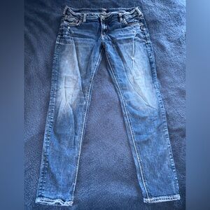 Silver Jeans Women's Distressed Blue Skinny Jeans